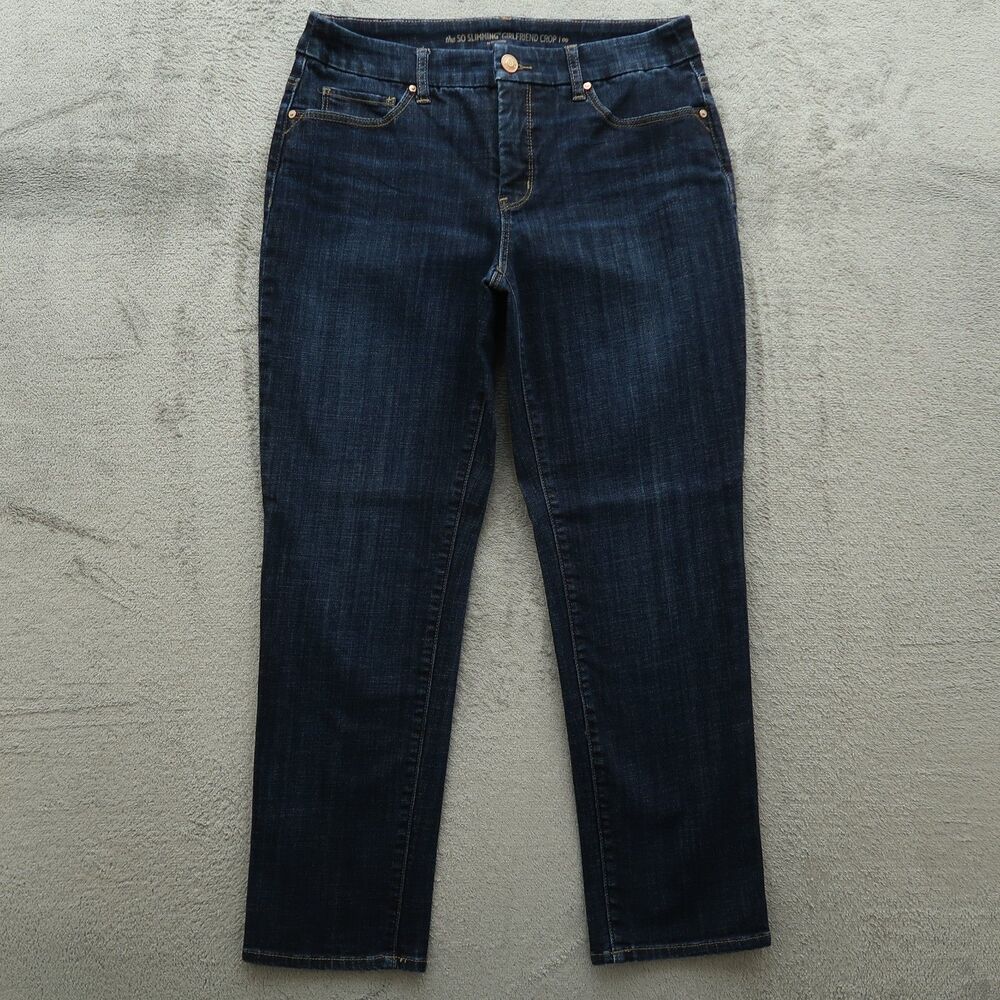 Chico's Jeans Womens 00 US-2 Blue Mid-Rise Slimming Girlfriend Crop 25.5" Inseam